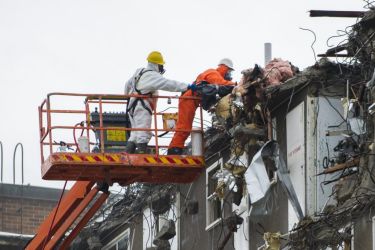 Demolition of the Currong flats in July.