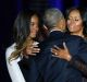 President Barack Obama with wife Michelle and daughter Malia after his presidential farewell address.