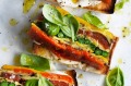 Adam Liaw's vegetable terrine on Turkish toast with whipped ricotta.