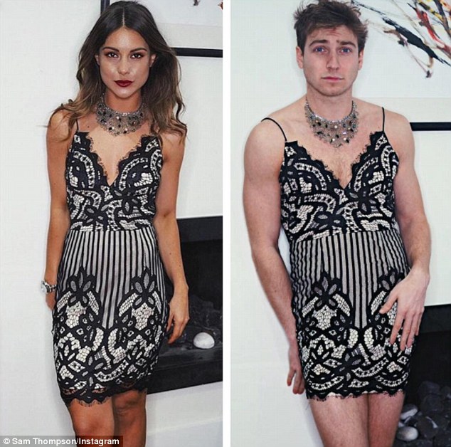 Who wore it best? Sam  raided his sister Louise's wardrobe for a third time as he continues to mock her Instagram poses