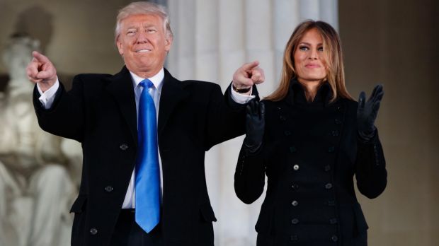 President-elect Donald Trump and his wife Melania Trump arrive to the "Make America Great Again Welcome Concert" at the ...