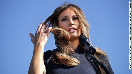 WILMINGTON, NC - NOVEMBER 05:  Melania Trump, wife of Republican presidential nominee Donald Trump, introduces her husband during a campaign rally the Air Wilmington Hangar located at Wilmington International Airport November 5, 2016 in Wilmington, North Carolina. With less than a week before Election Day in the United States, Trump and his opponent, Democratic presidential nominee Hillary Clinton, are campaigning in key battleground states that each must win to take the White House.  (Photo by Chip Somodevilla/Getty Images)