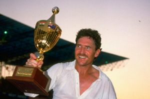 Sweet victory: Allan Border with the 1987 World Cup trophy.