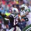 FOXBORO, MA - DECEMBER 24: Malcolm Mitchell #19 of the New England Patriots attempts to catch a pass as he is defended by Doug Middleton #36 of the New York Jets during the second quarter of a game at Gillette Stadium on December 24, 2016 in Foxboro, Massachusetts.  (Photo by Billie Weiss/Getty Images)