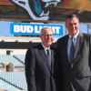 Doug Marrone (right) takes over as Jaguard head coach with former Giants head coach Tom Coughlin serving as the new executive VP of football operations.