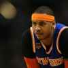 BOSTON, MA - JANUARY 18: Carmelo Anthony #7 of the New York Knicks looks on during the second half against the Boston Celtics  at TD Garden on January 18, 2017 in Boston, Massachusetts. The Knicks defeat the Celtics 117-106. NOTE TO USER: User expressly acknowledges and agrees that, by downloading and or using this Photograph, user is consenting to the terms and conditions of the Getty Images License Agreement. (Photo by Maddie Meyer/Getty Images)