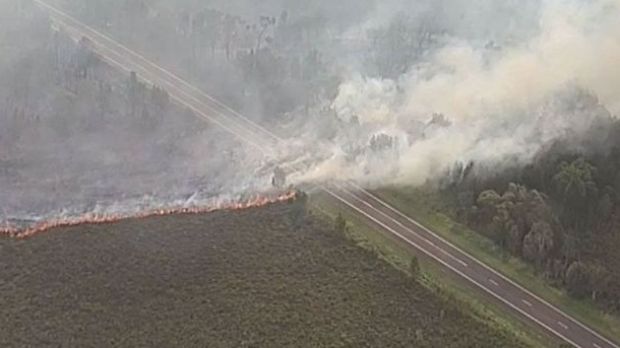 The fire at Coolum Beach