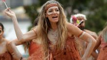 Indigenous artists perform the WugulOra morning ceremony at Barangaroo Reserve on Australia Day last year.