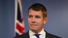 Premier Mike Baird struggled to contain his emotions at a press conference announcing his resignation.