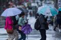 MELBOURNE, AUSTRALIA - OCTOBER 23: Cold and wet weather conditions in Melbourne on October 23, 2016 in Melbourne, ...