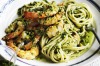 Neil Perry's spaghetti with prawns, basil, parsley and pistachios <a ...