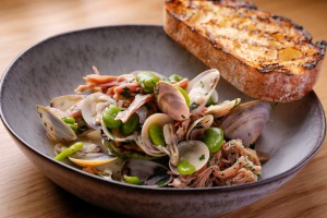 Clams and pipis with pork hock.