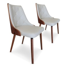 INSIDE 75 - Lot de 2 Chaises Bicolores SCANDI Crême et Noisette Style Scandinave - Chaise de Salle à Manger