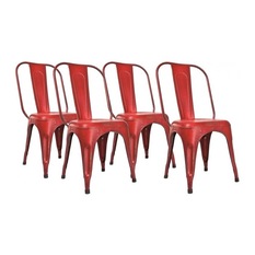 INSIDE 75 - Lot de 4 chaises design AIX ROT en acier rouge - Chaise de Salle à Manger