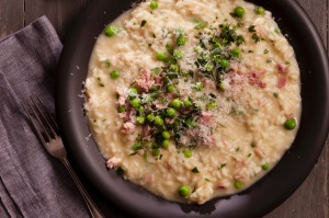 Jill Dupleix's ham, pea and parmesan risotto.