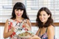 Melissa and Jasmine Hemsley share a bowl of lamb and carrot meatballs with salad.