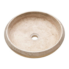 TRAVERTINE LIPPED ROUND BASIN - Bathroom Basins