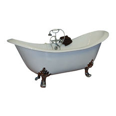 The Tub connection - 71" Cast Iron Double Ended Slipper Tub with 7" Faucet hole Drillings- "Buchanan" - Bathtubs