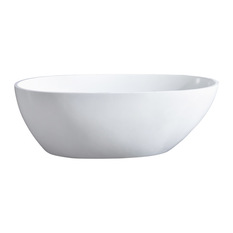 Maykke - Naples Modern Acrylic Freestanding Soaking Tub, White, 67" - Bathtubs