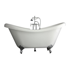 Baths of Distinction - Hotel Collection Double Slipper Claw-Foot Bathtub and Faucet, 67" - Bathtubs