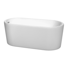 Wyndham Collection - Ursula Freestanding Bathtub, White, Polished Chrome Drain and Overflow Trim, 59" - Bathtubs