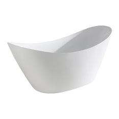 Maykke - Bel Oval Acrylic Freestanding Bathtub, White, 67" - Bathtubs