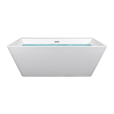 AKDY - Freestanding Rectangular Bathtub With Floor Mount Tub Filler Combo, Bt0051, 67" - Bathtubs