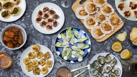 Three ingredient canapes for summer entertaining. Styling: Sharnee Rawson and Neela Shearer.