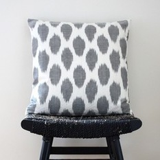 Gray Dot Uzbek Ikat Silk And Cotton Cushion Cover By Be Still - Decorative Cushions