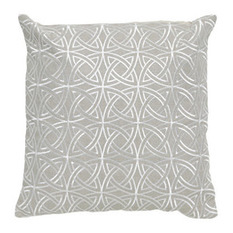Imogen Silver Circle Stitch Linen Square Cushion, 45 cm - Decorative Cushions