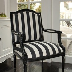 Black and White Stripe French Chair - Dining Chairs