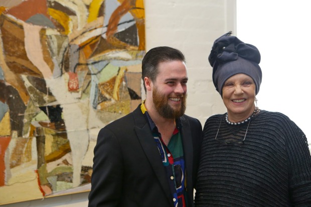 James Drinkwater with Wendy Whitely in front of his painting <i>Port de bra </I>when he was announced as the winner of ...