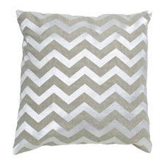 Imogen Chevron Silver Stitch Linen Square Cushion, 40 cm - Decorative Cushions