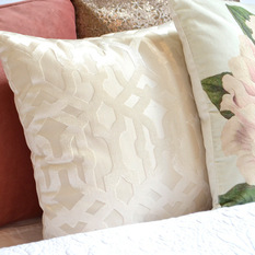 Loretta Cream Flock Cushion - Decorative Cushions