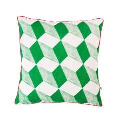 Tumbling Blocks Green Cushion