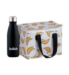 Bananas Small Café Bag & Black Flask Set