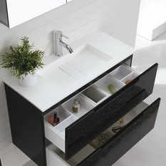 Aspen 900mm Wall Hung Black Vanity - Bathroom Vanities