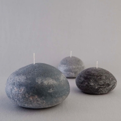 Stone Boulder Candles Set of 3