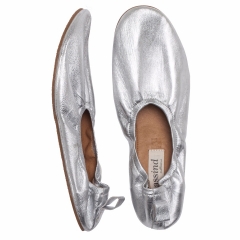 High Line Leather Ballet Slipper - Silver