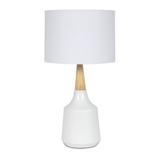 Ceramic And Timber Table Lamp - Table Lamps