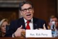 Energy Secretary-designate, former Texas Gov. Rick Perry, testifies on Capitol Hill.