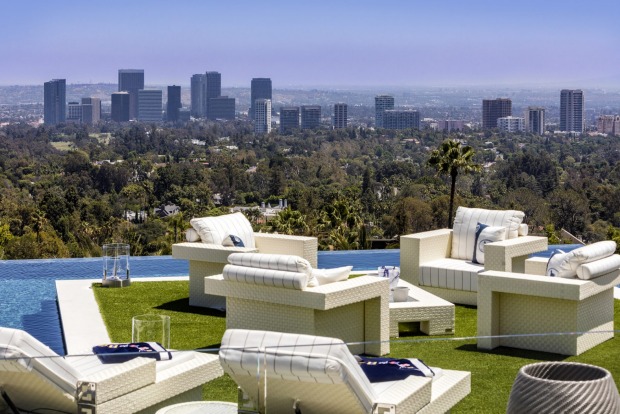 The master deck with views over LA.