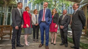 Chief Minister Andrew Barr announces his ministry, from left, Shane Rattenbury, Rachel Stephen-Smith, Meegan Fitzharris, ...