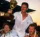 Winners: Australia captaijn Allan Border holds the 1987 World Cup trophy aloft in Kolkata.