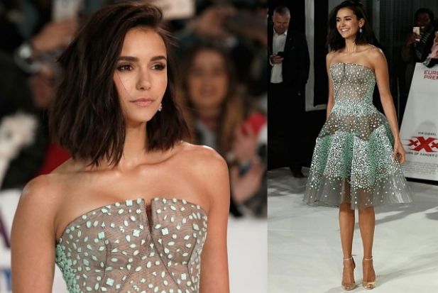 Who knew taupe and turquoise were such good friends? Sure, the Zac Posen dress Nina Dobrev is wearing is a tiny bit ...