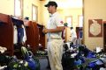 Under-employed: Hilton Cartwright in the change rooms after Australia's victory.