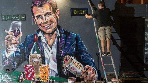 Scott Marsh's mural of NSW Premier Mike Baird against Sydney's lockout laws.