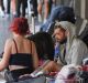 Homeless people at the camp near Flinders Street Station.