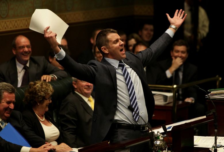 NSW Treasurer, Mike Baird during question time in the Lower House at State Parliament.