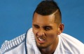 MELBOURNE, AUSTRALIA - JANUARY 18: Nick Kyrgios of Australia reacts in his second round match against Andreas Seppi of ...